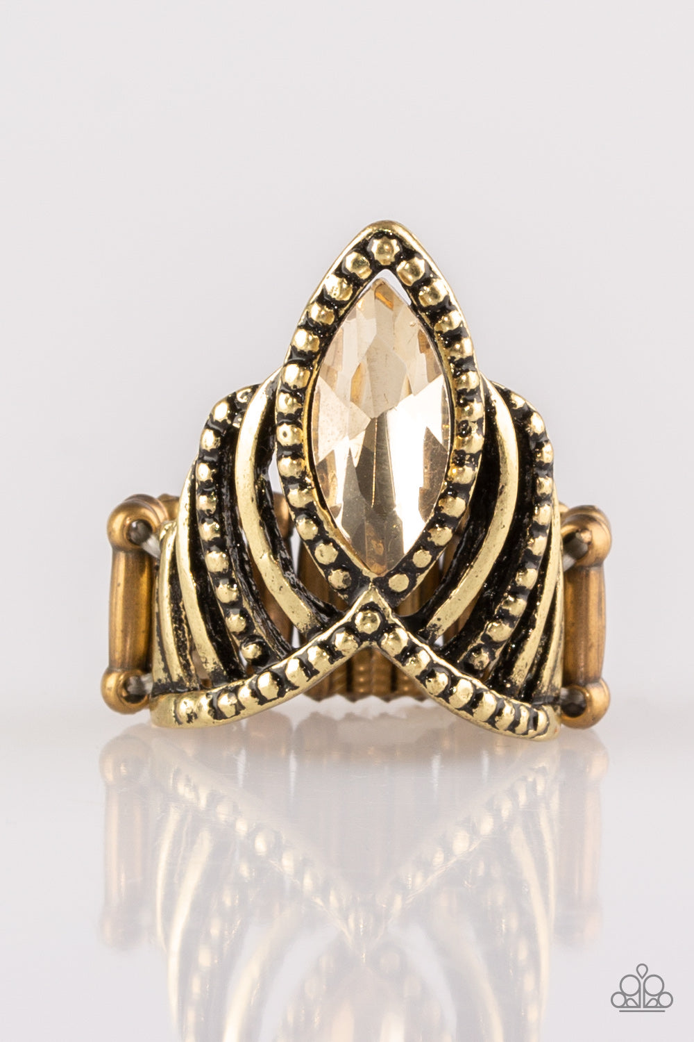 Heres Your Crown Brass Paparazzi Ring Cashmere Pink Jewels