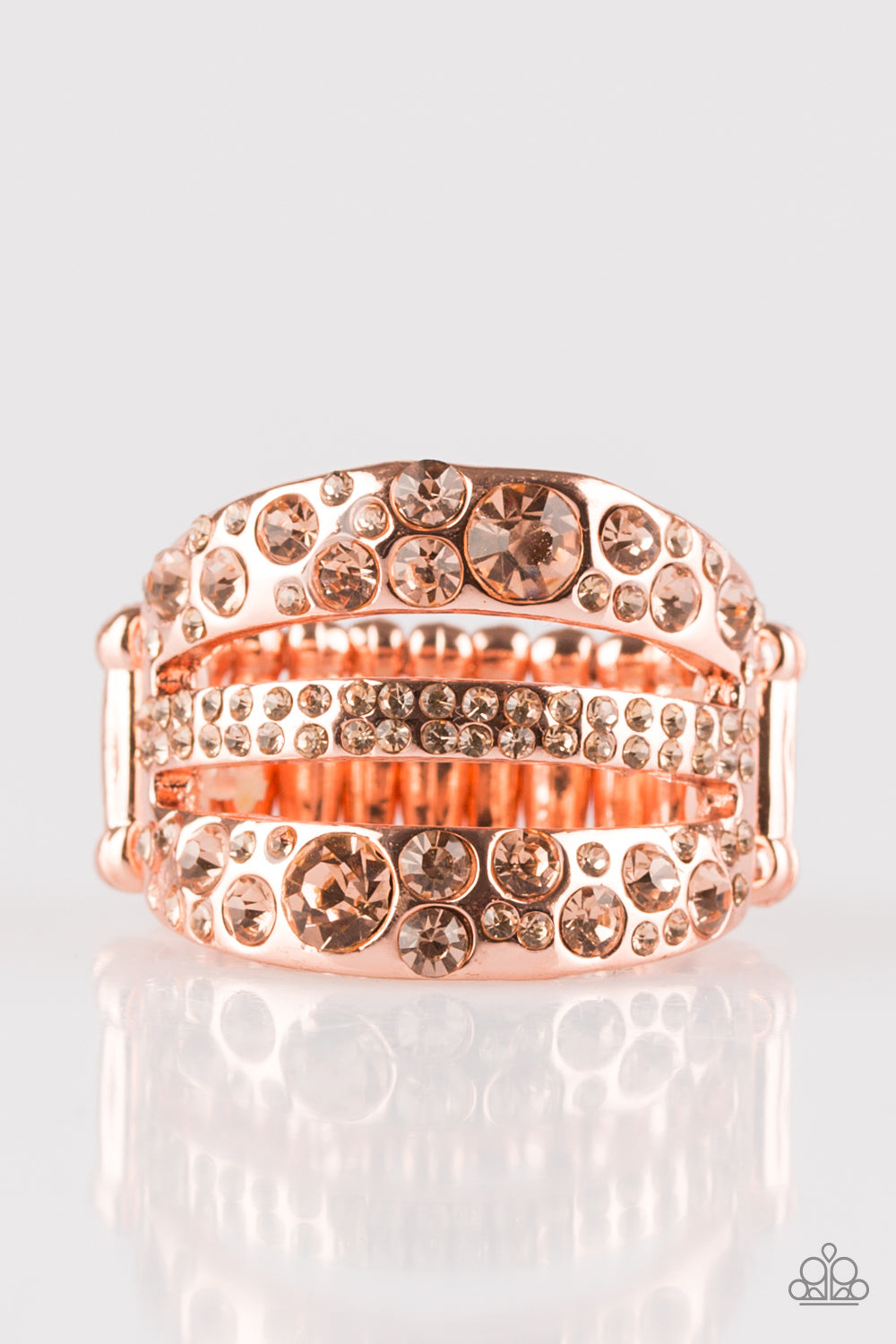Stacks On Stacks On Stacks Copper Paparazzi Ring Cashmere Pink Jewels