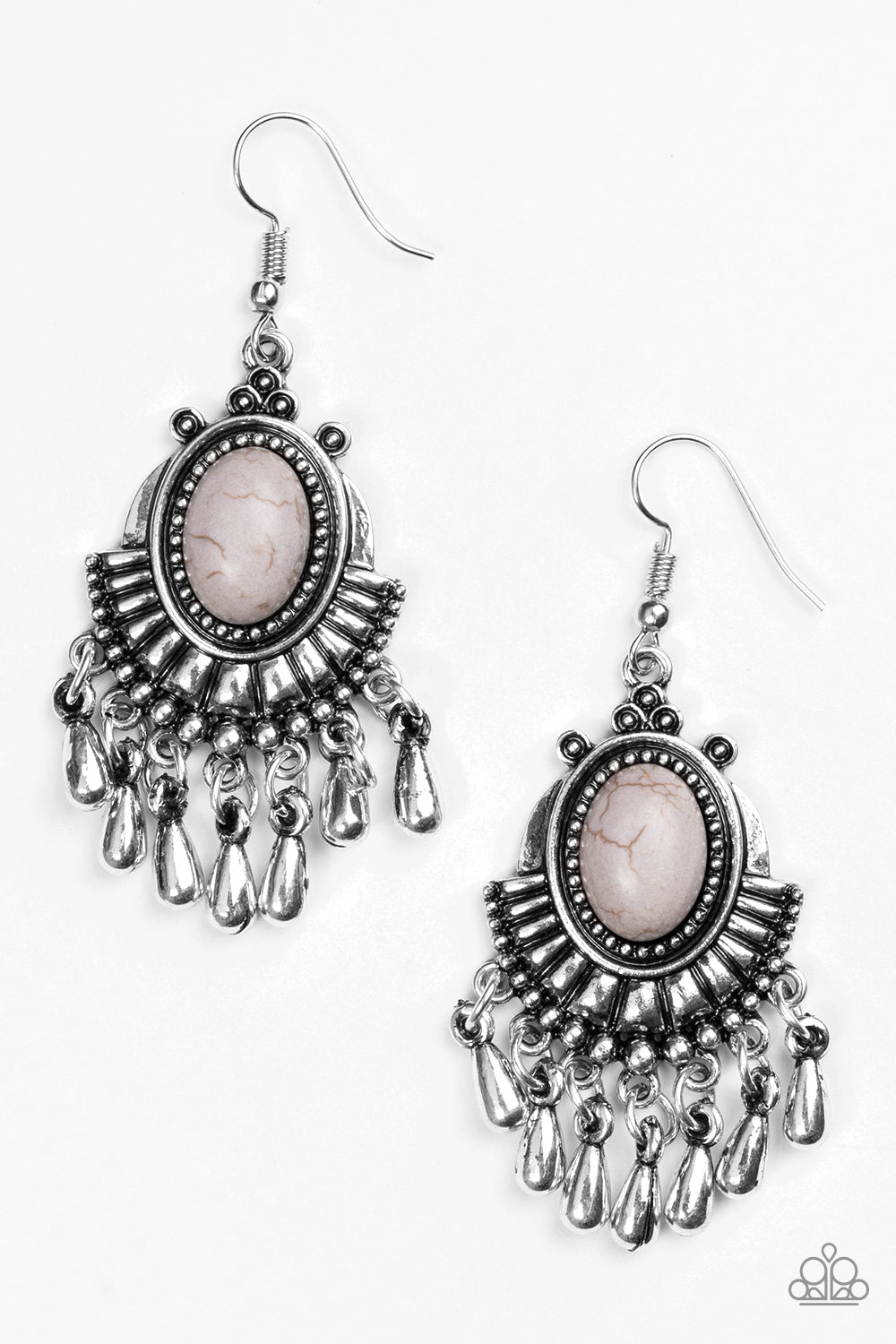 Onward and Westward Silver Paparazzi Earring Cashmere Pink Jewels