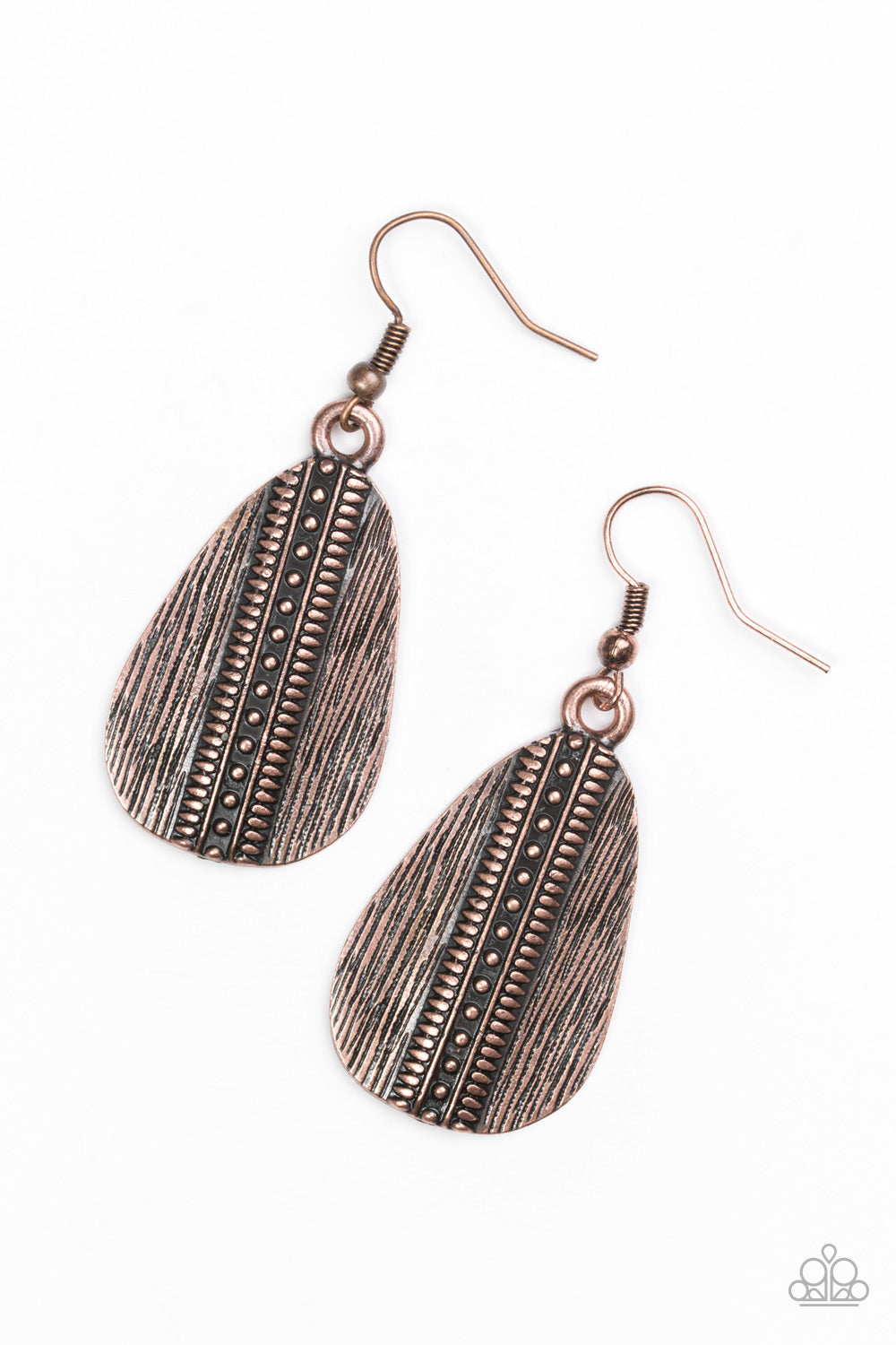Double The Texture Copper Paparazzi Earring Cashmere Pink Jewels