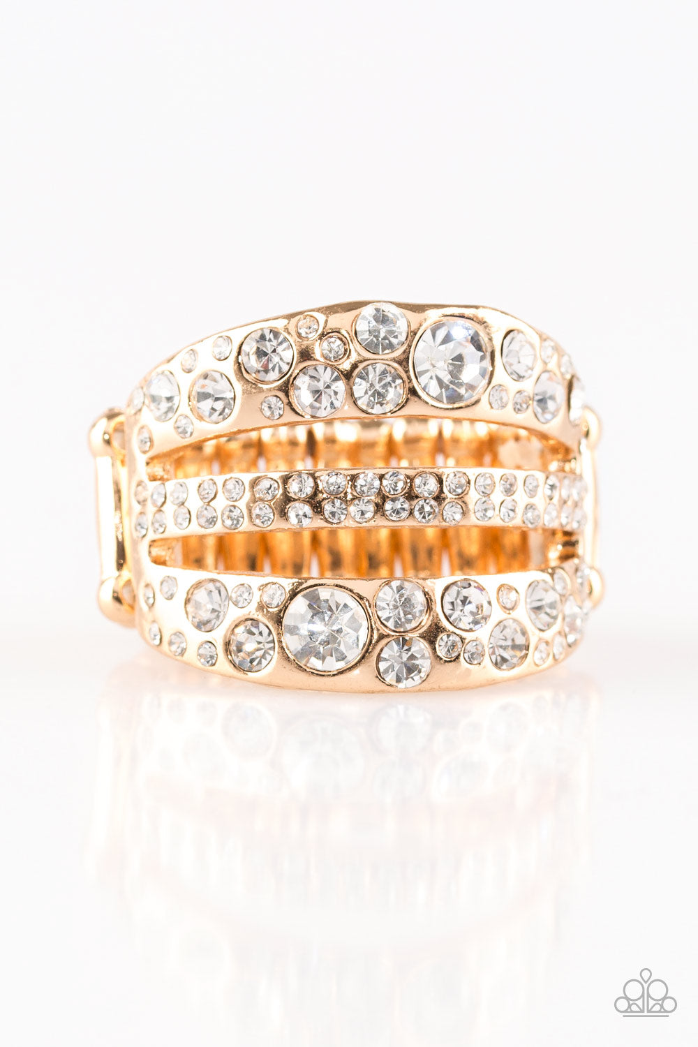 Stacks On Stacks On Stacks Gold Paparazzi Ring Cashmere Pink Jewels