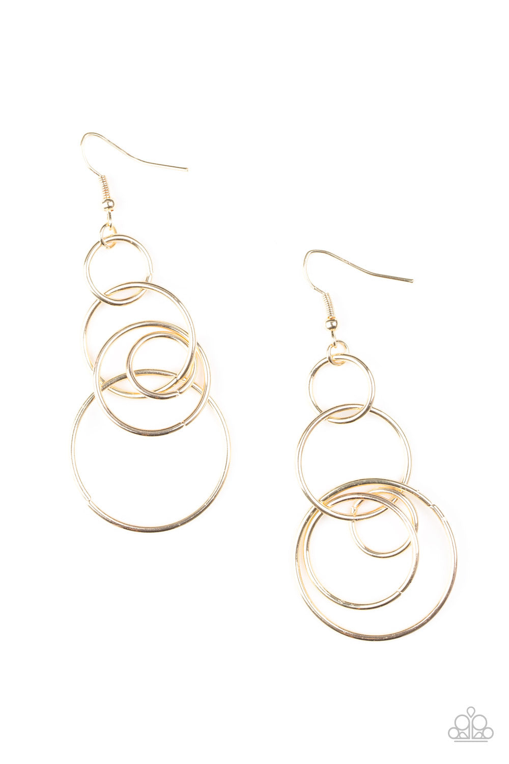 Chic Circles Gold Paparazzi Earrings Cashmere Pink Jewels - Cashmere Pink Jewels & Accessories, Cashmere Pink Jewels & Accessories - Paparazzi