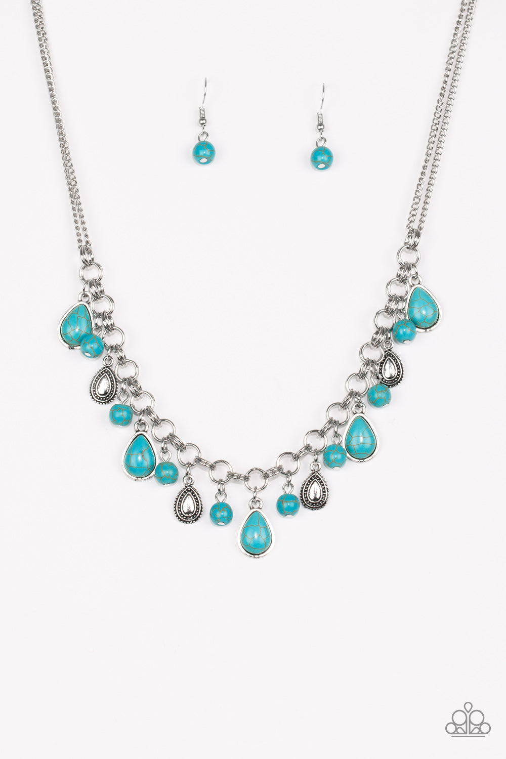 Welcome To Bedrock Blue Paparazzi Necklace Cashmere Pink Jewels