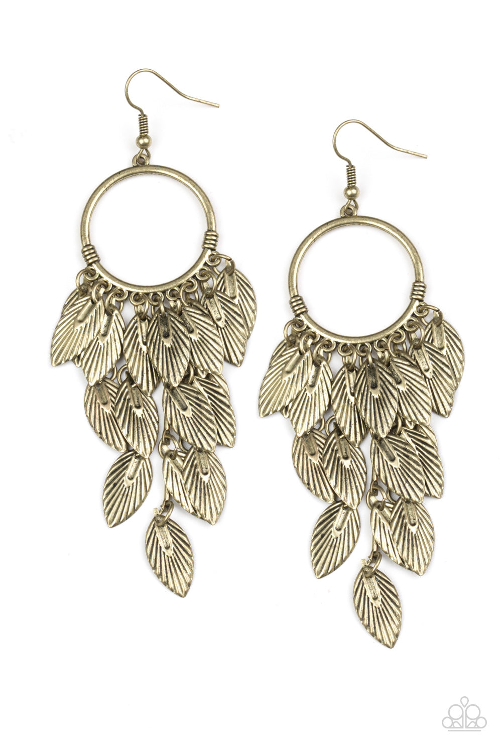 Feather Frenzy Brass Paparazzi Earrings Cashmere Pink Jewels - Cashmere Pink Jewels & Accessories, Cashmere Pink Jewels & Accessories - Paparazzi