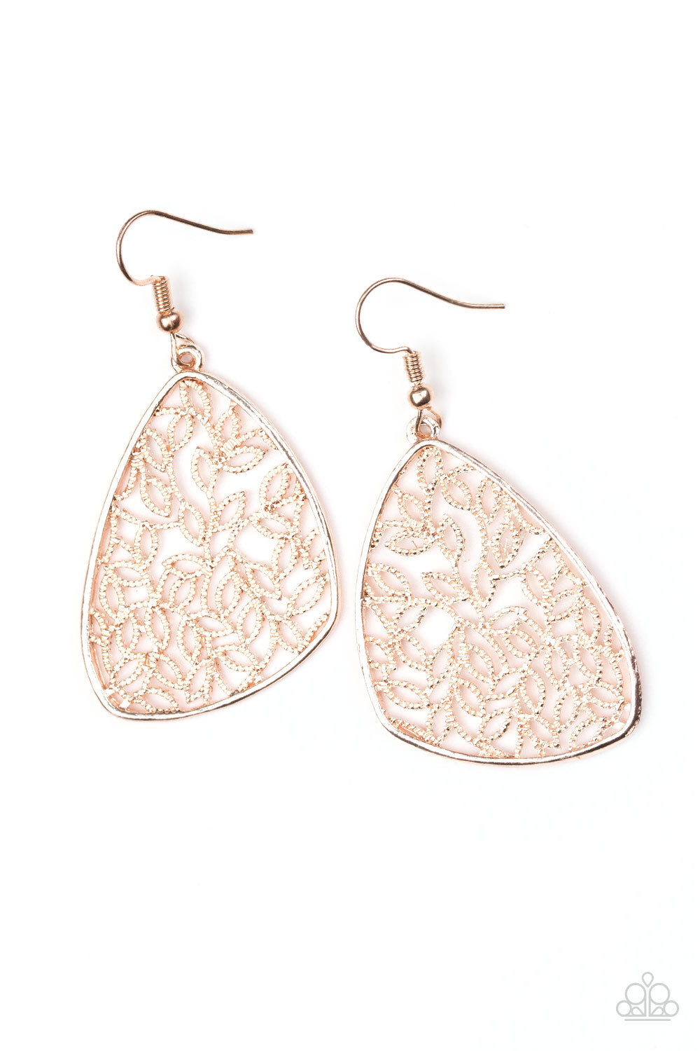 Time To LEAF Rose Gold Paparazzi Earring Cashmere Pink Jewels