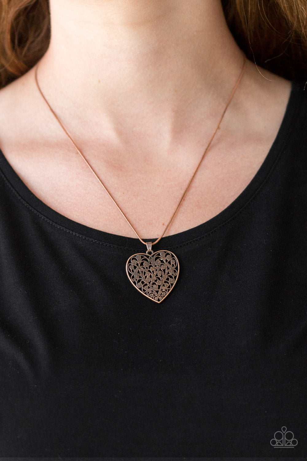 Look Into Your Heart Copper Paparazzi Necklace Cashmere Pink Jewels