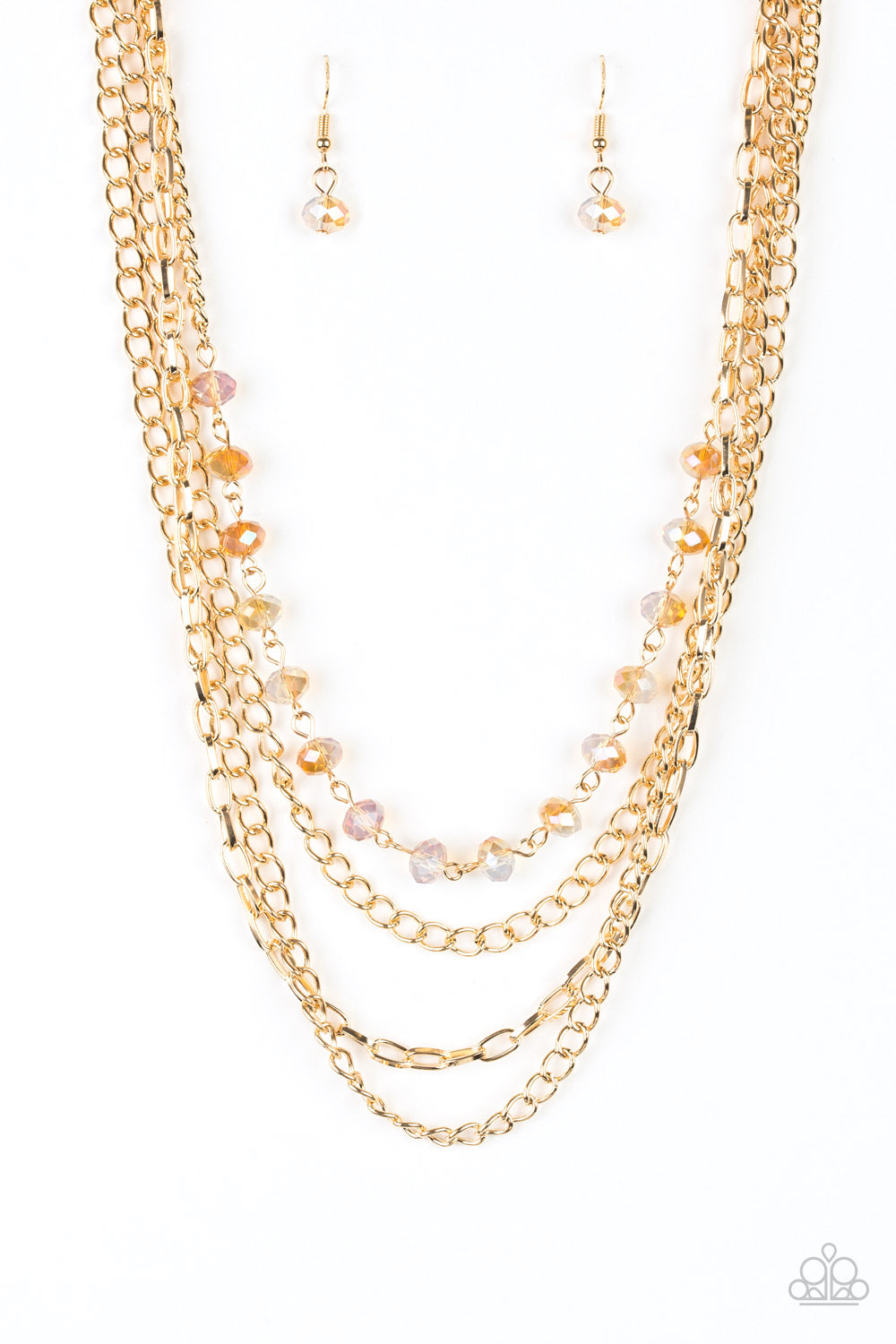 Extravagant Elegance Gold Paparazzi Necklaces Cashmere Pink Jewels - Cashmere Pink Jewels & Accessories, Cashmere Pink Jewels & Accessories - Paparazzi