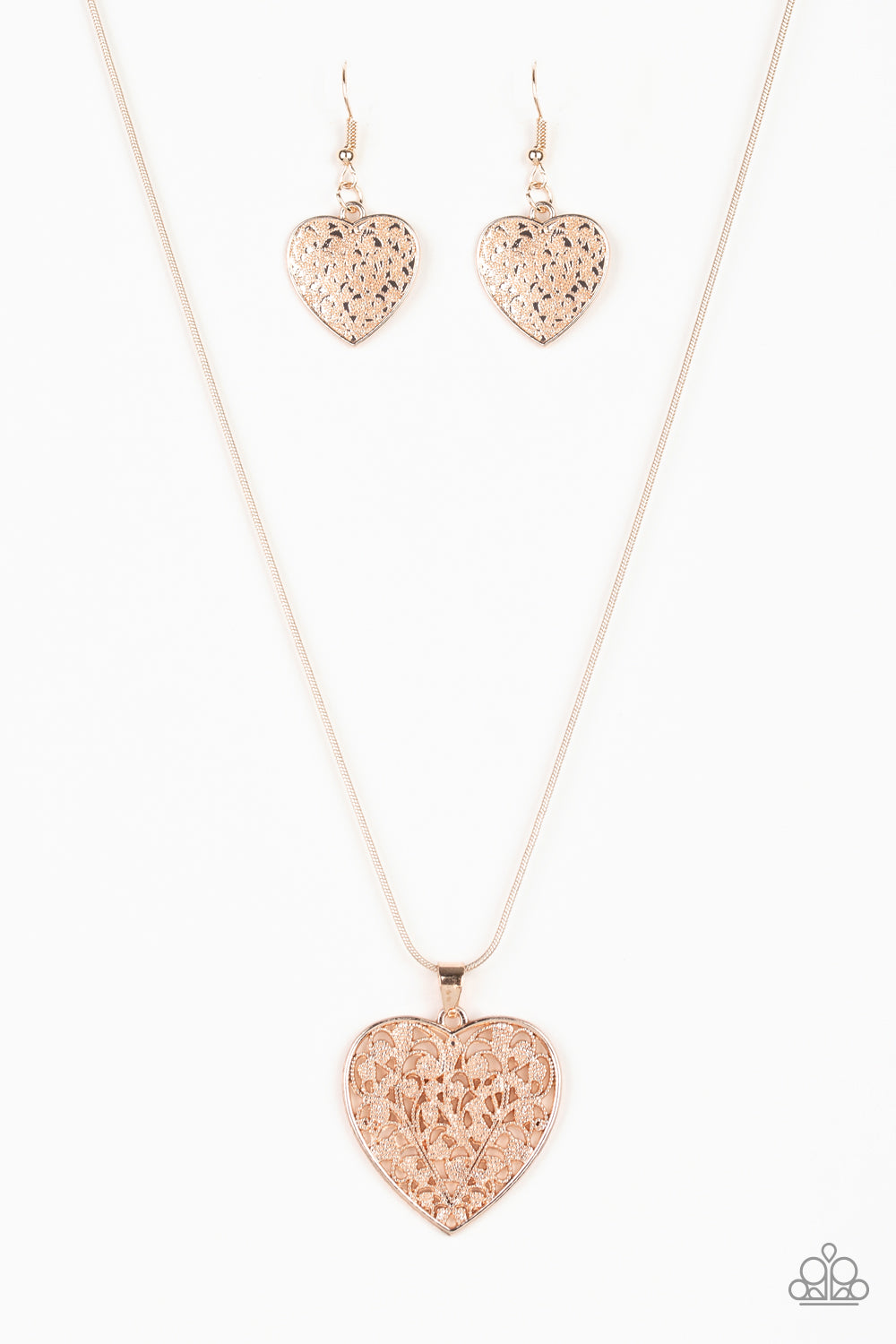 Look Into Your Heart Rose Gold Paparazzi Necklaces Cashmere Pink Jewels - Cashmere Pink Jewels & Accessories, Cashmere Pink Jewels & Accessories - Paparazzi