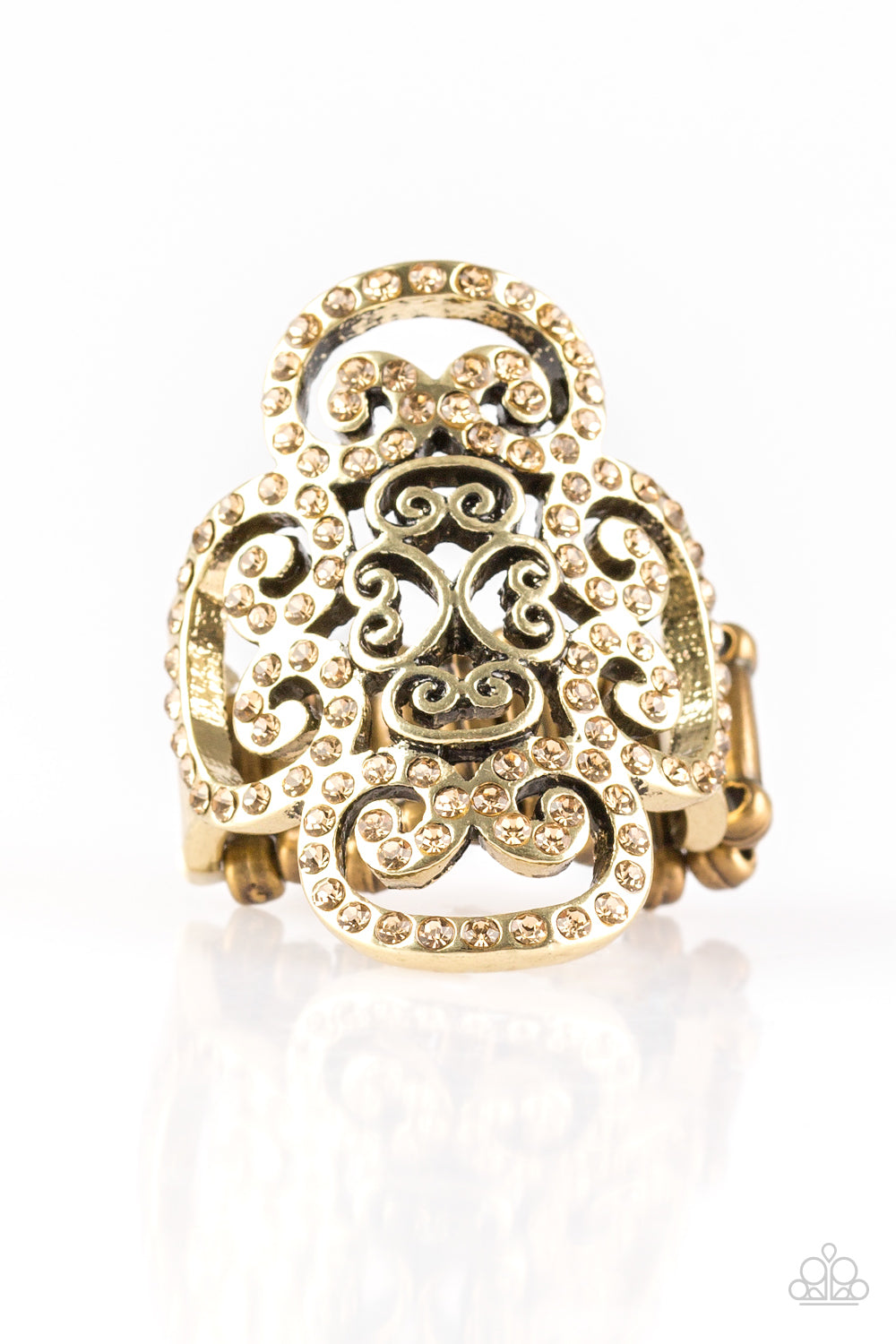 Regal Regalia Brass Paparazzi Ring Cashmere Pink Jewels