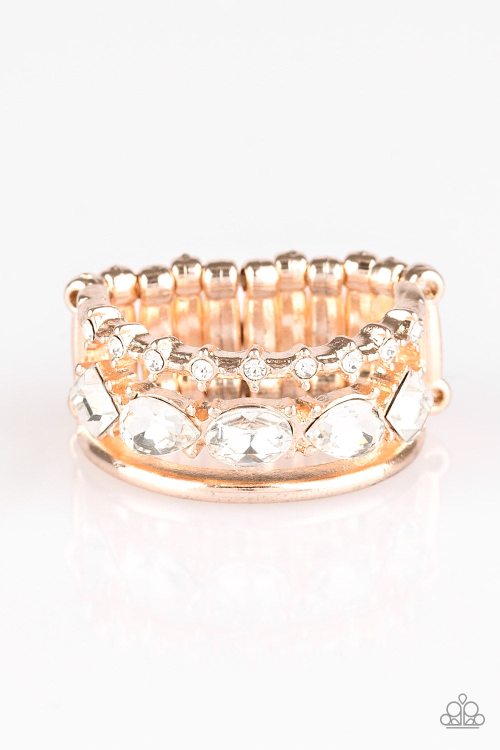 Backstage Sparkle Gold Paparazzi Ring Cashmere Pink Jewels