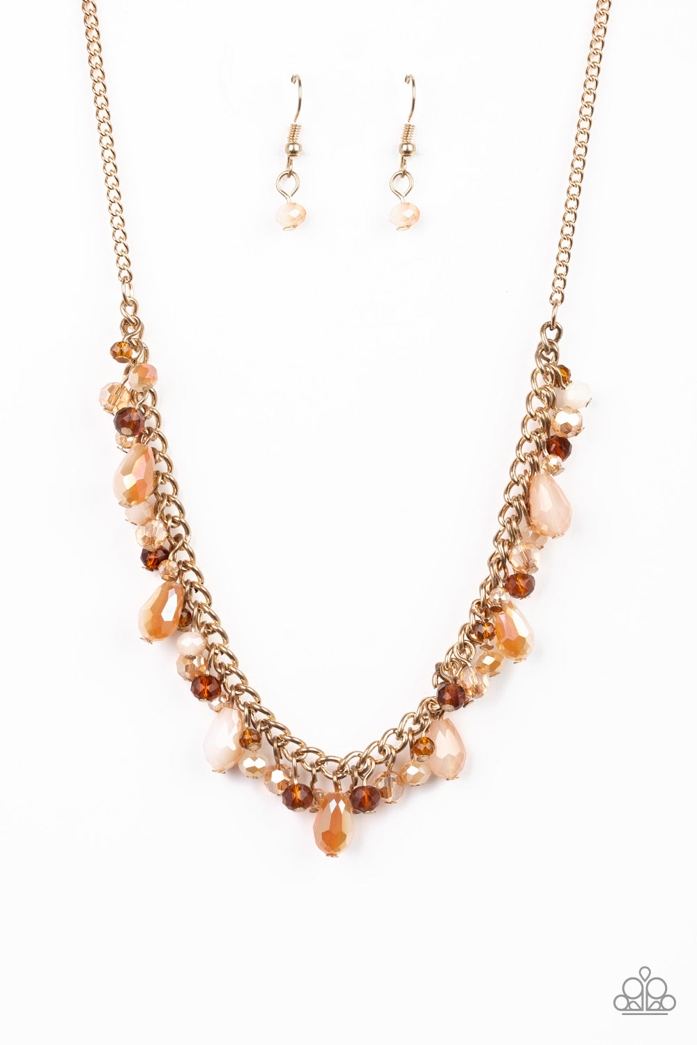 Courageously Catwalk Gold Paparazzi Necklace Cashmere Pink Jewels - Cashmere Pink Jewels & Accessories, Cashmere Pink Jewels & Accessories - Paparazzi