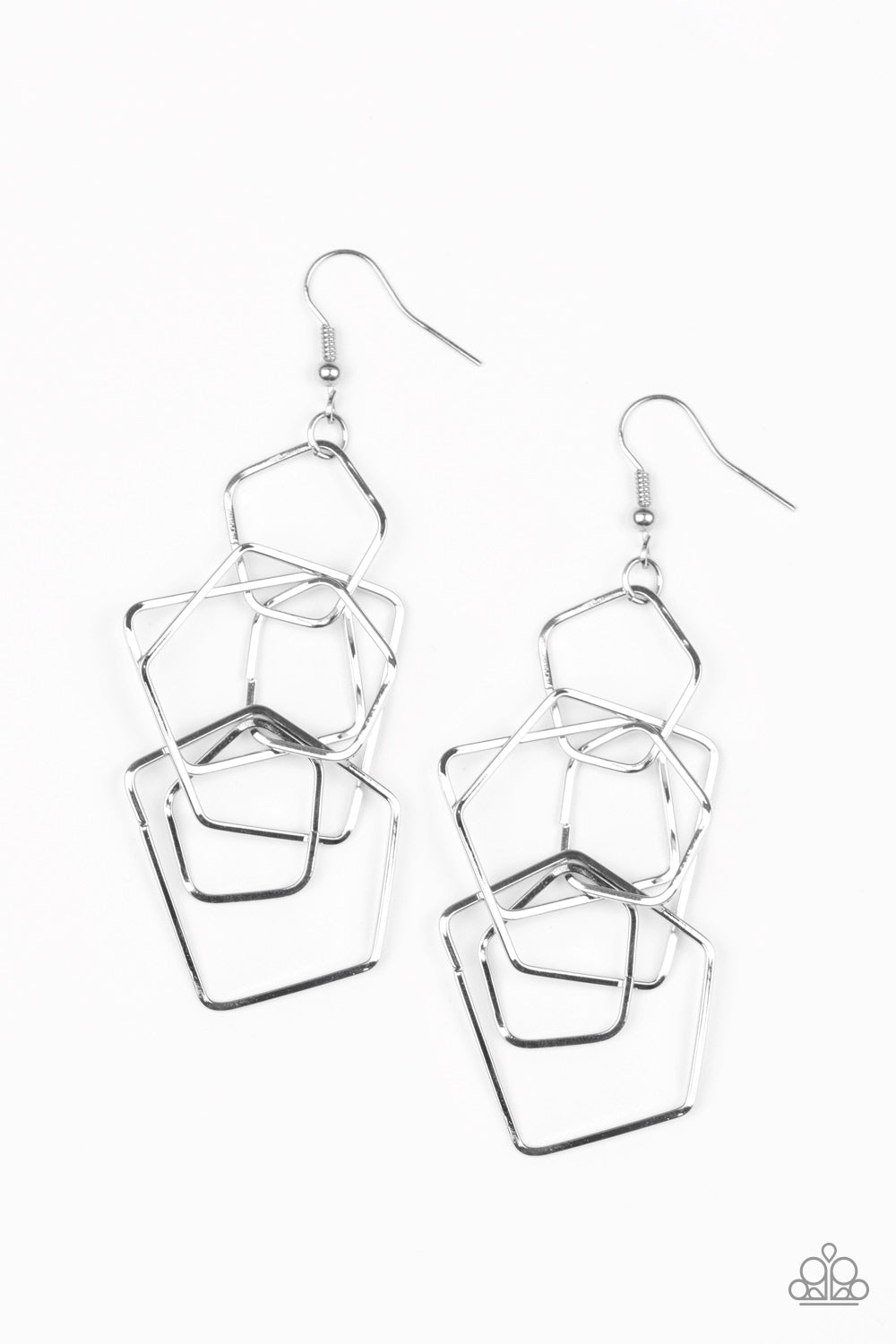 Five-Sided Fabulous Silver Paparazzi Earring Cashmere Pink Jewels