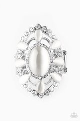 Over The MOONFLOWER White Paparazzi Ring Cashmere Pink Jewels
