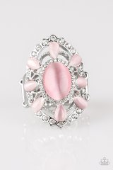 Over The MOONFLOWER Pink Ring Paparazzi Cashmere Pink Jewels