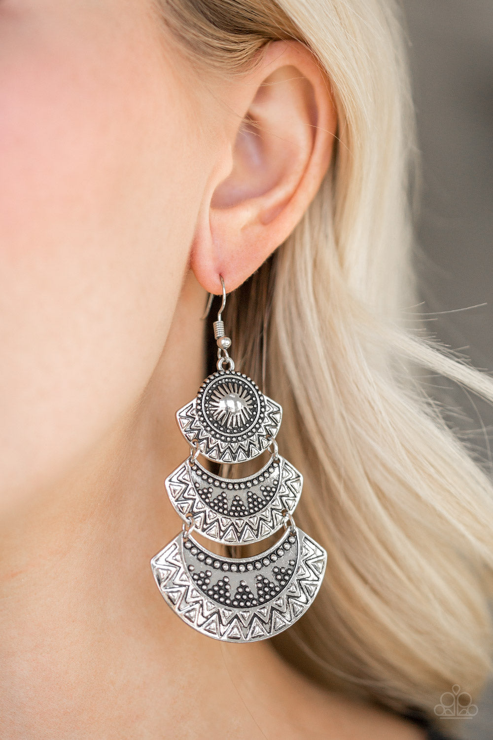 Impressively Empress Silver Paparazzi Earring Cashmere Pink Jewels