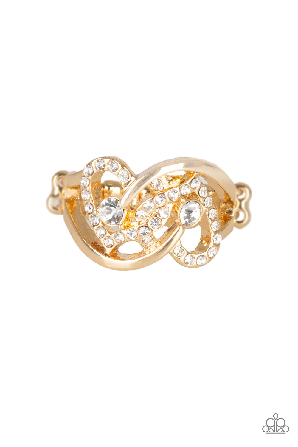 Have The World On A HEART-String Gold Paparazzi Ring Cashmere Pink Jewels