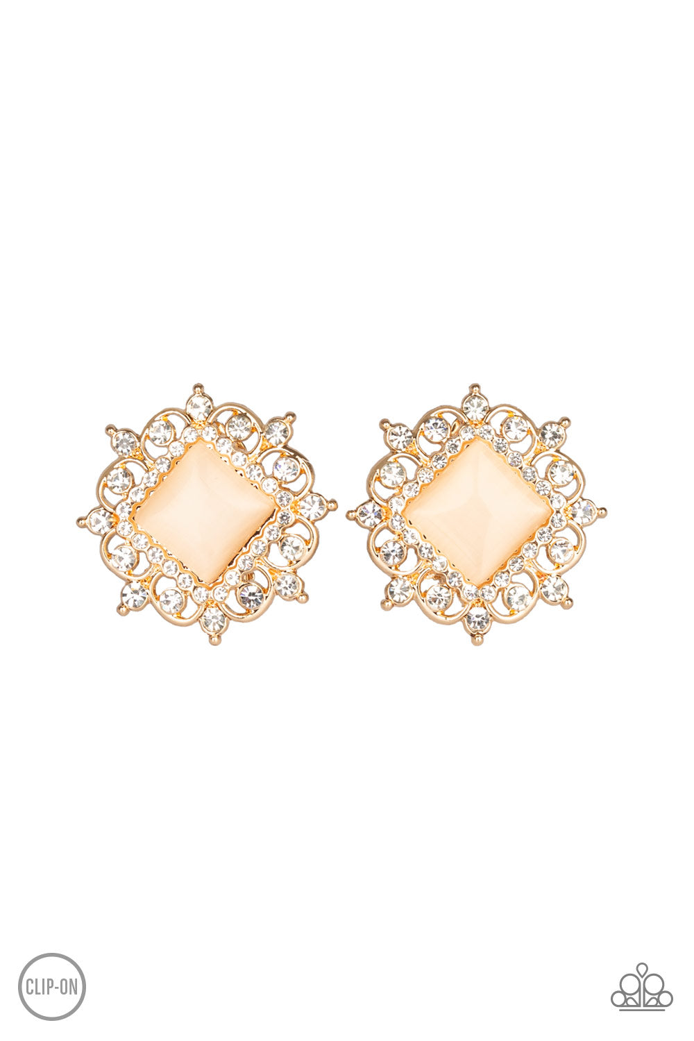 Get Rich Quick Gold Clip-on Paparazzi Earrings Cashmere Pink Jewels - Cashmere Pink Jewels & Accessories, Cashmere Pink Jewels & Accessories - Paparazzi