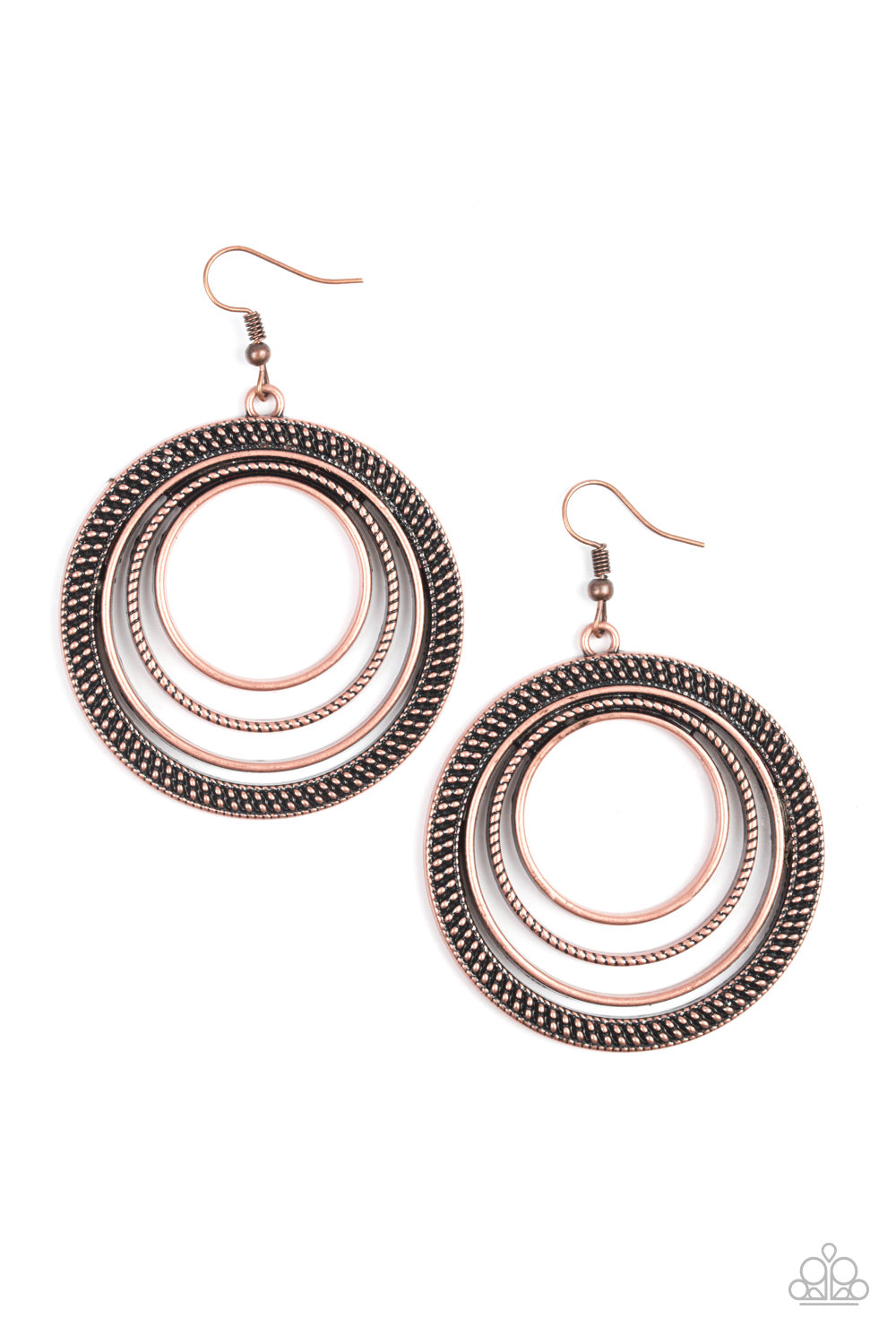 Totally Textured Copper Paparazzi Earring Cashmere Pink Jewels - Cashmere Pink Jewels & Accessories, Cashmere Pink Jewels & Accessories - Paparazzi