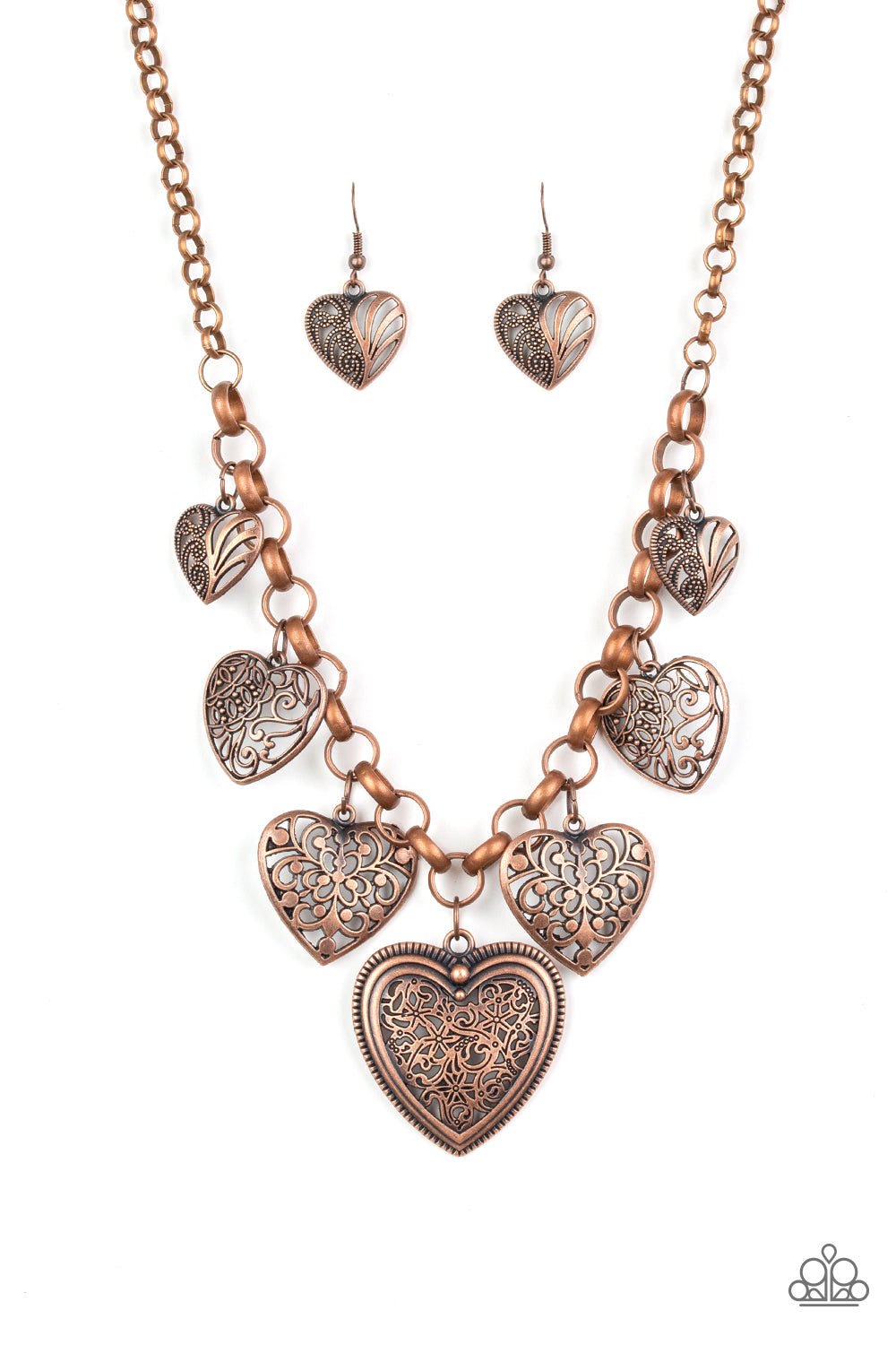 Love Lockets Copper Paparazzi Necklace Cashmere Pink Jewels - Cashmere Pink Jewels & Accessories, Cashmere Pink Jewels & Accessories - Paparazzi
