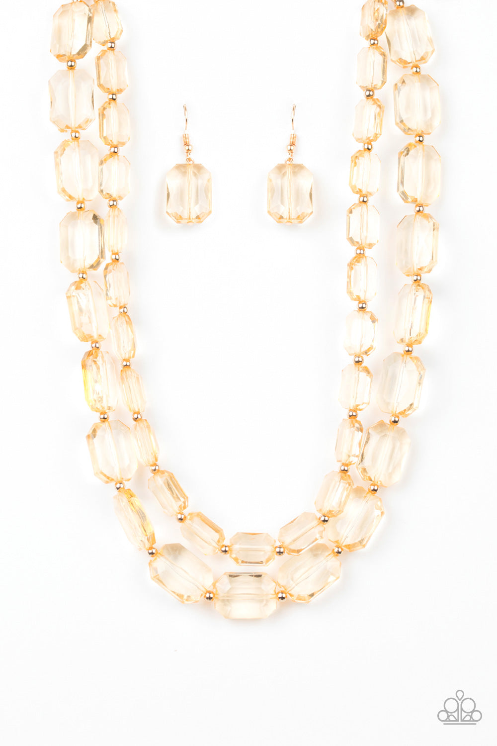 Ice Bank Gold Paparazzi Necklace Cashmere Pink Jewels - Cashmere Pink Jewels & Accessories, Cashmere Pink Jewels & Accessories - Paparazzi