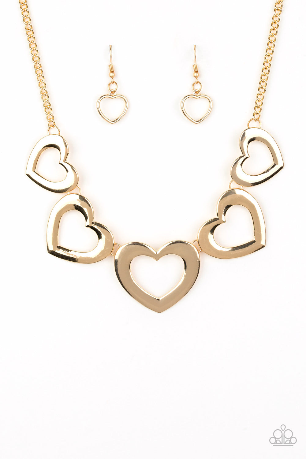 Hearty Hearts Gold Paparazzi Necklaces Cashmere Pink Jewels - Cashmere Pink Jewels & Accessories, Cashmere Pink Jewels & Accessories - Paparazzi