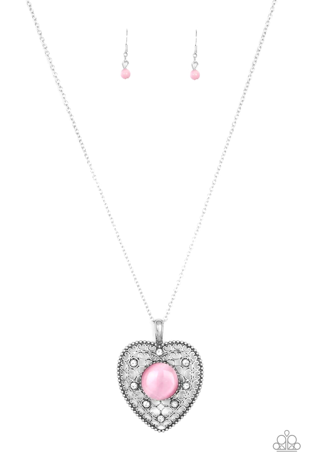 One Heart Pink Paparazzi Necklace Cashmere Pink Jewels