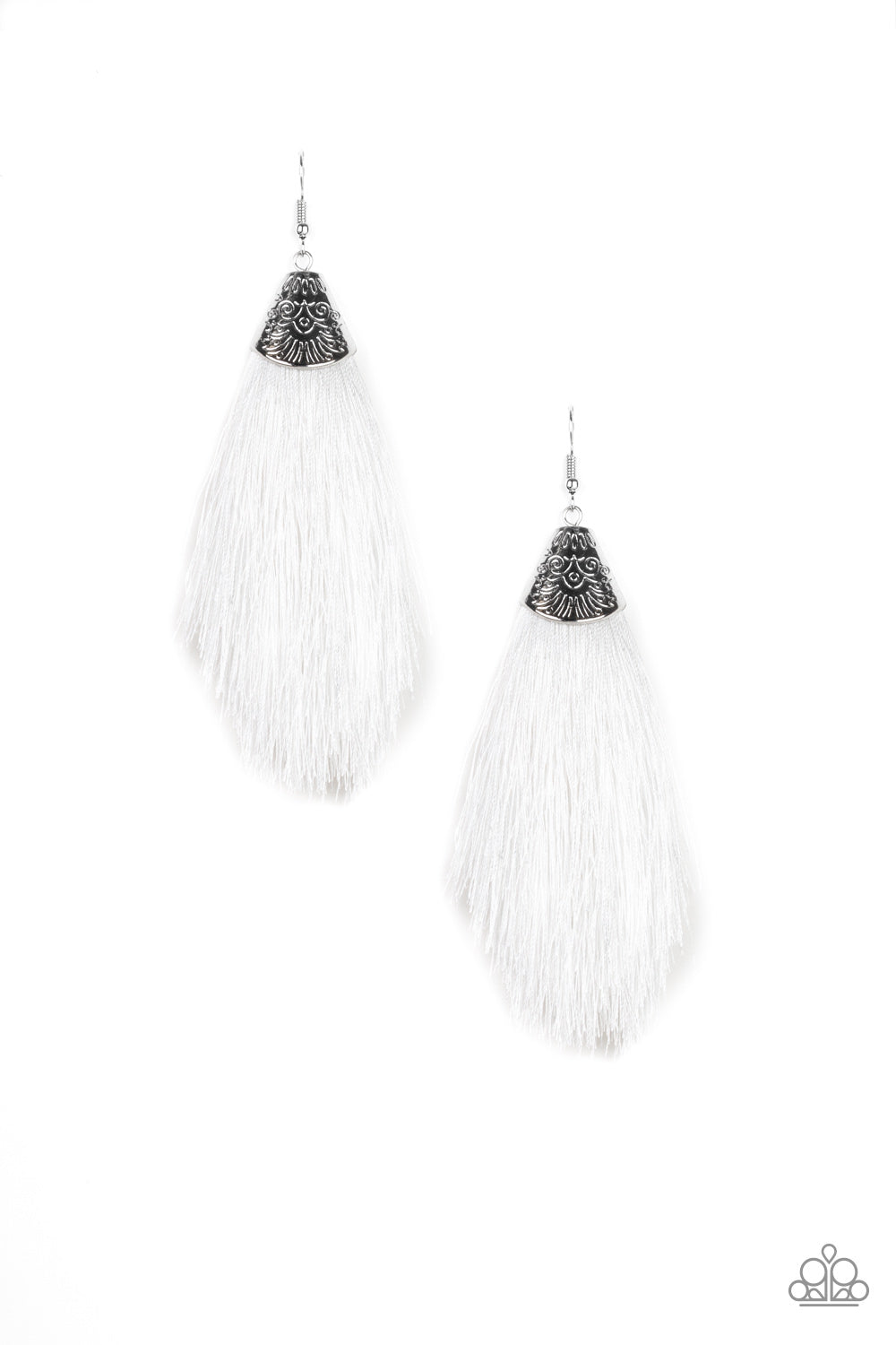 Tassel Temptress White Paparazzi Earrings Cashmere Pink Jewels - Cashmere Pink Jewels & Accessories, Cashmere Pink Jewels & Accessories - Paparazzi