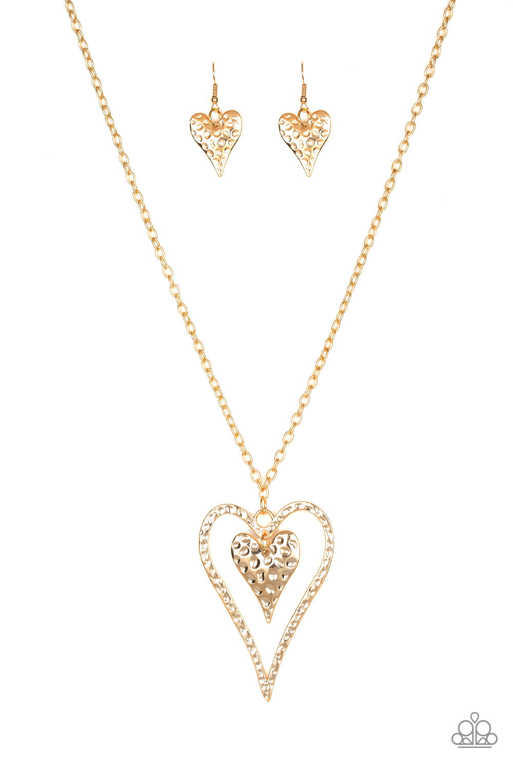 Hardened Hearts Gold Paparazzi Necklaces Cashmere Pink Jewels - Cashmere Pink Jewels & Accessories, Cashmere Pink Jewels & Accessories - Paparazzi