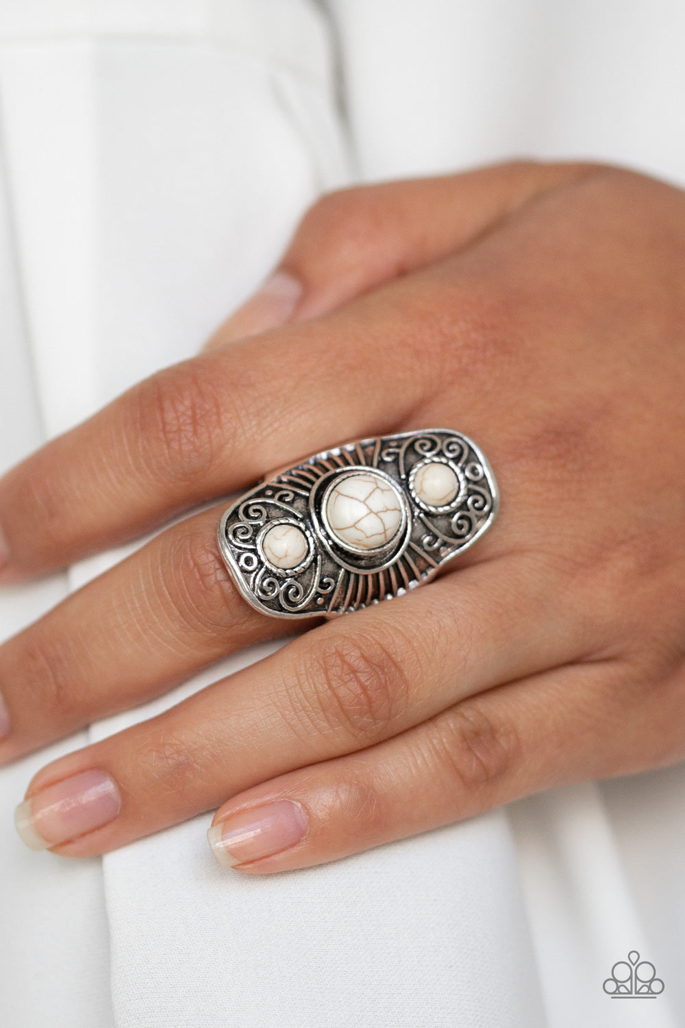Stone Oracle White Paparazzi Ring Cashmere Pink Jewels