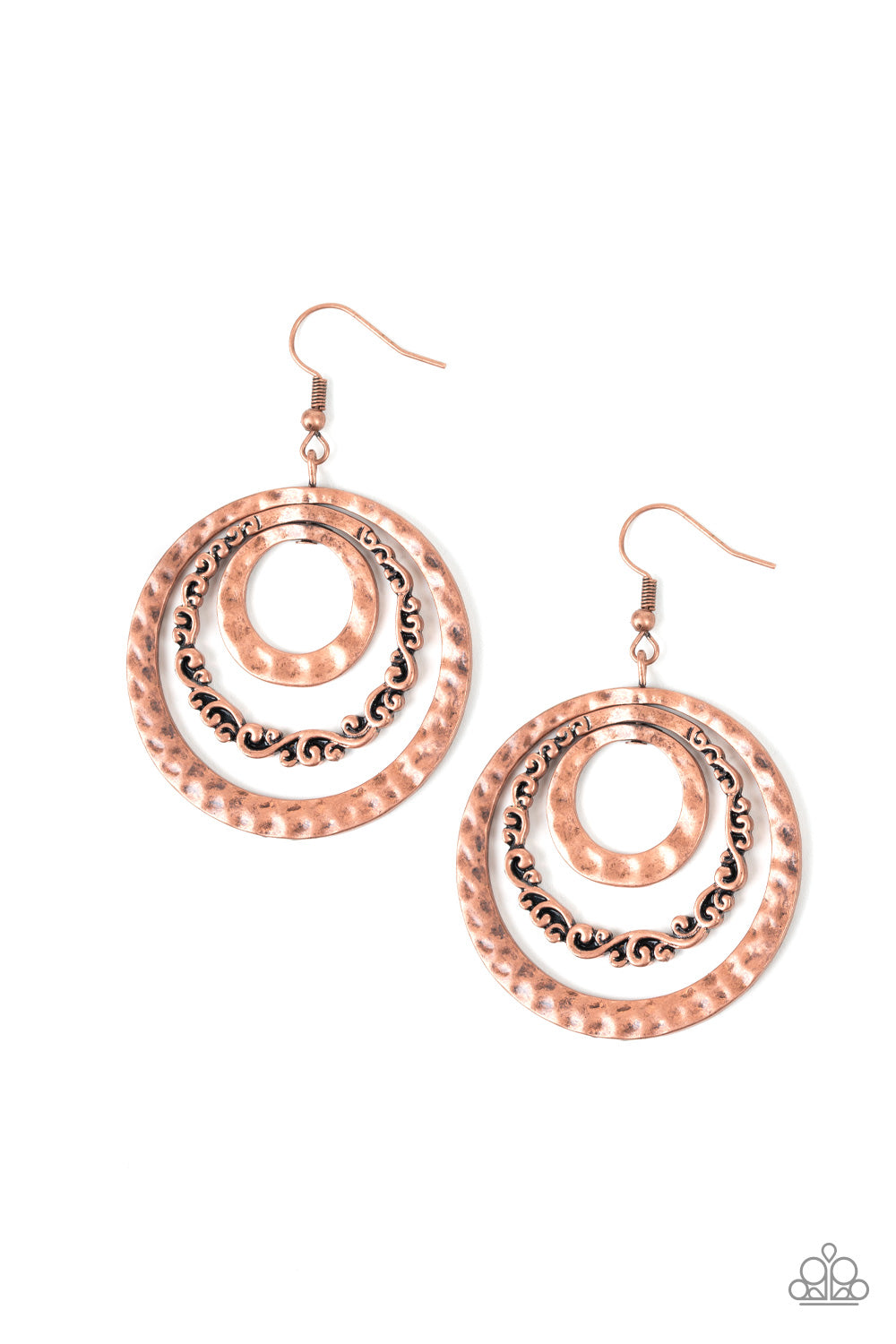 Out Of Control Shimmer Copper Paparazzi Earrings Cashmere Pink Jewels - Cashmere Pink Jewels & Accessories, Cashmere Pink Jewels & Accessories - Paparazzi