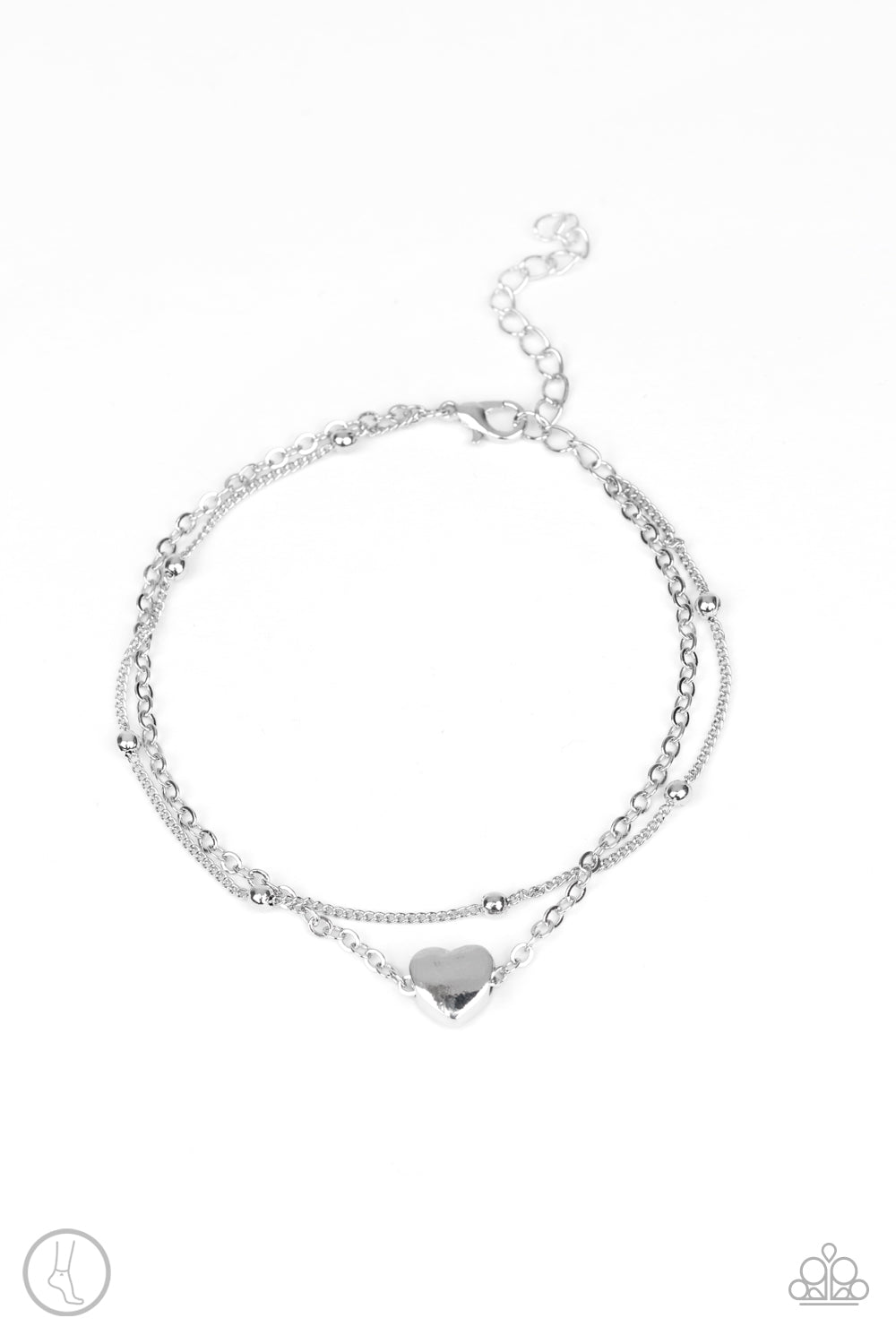 Ocean Heart Silver Paparazzi Anklet Cashmere Pink Jewels - Cashmere Pink Jewels & Accessories, Cashmere Pink Jewels & Accessories - Paparazzi