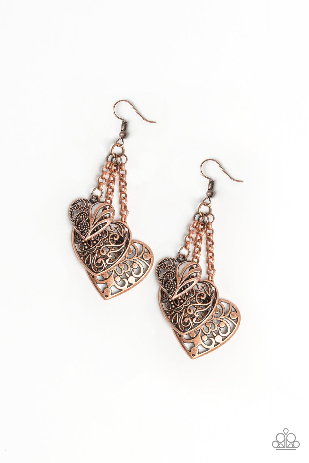 Once Upon A Heart Copper Paparazzi Earrings Cashmere Pink Jewels - Cashmere Pink Jewels & Accessories, Cashmere Pink Jewels & Accessories - Paparazzi