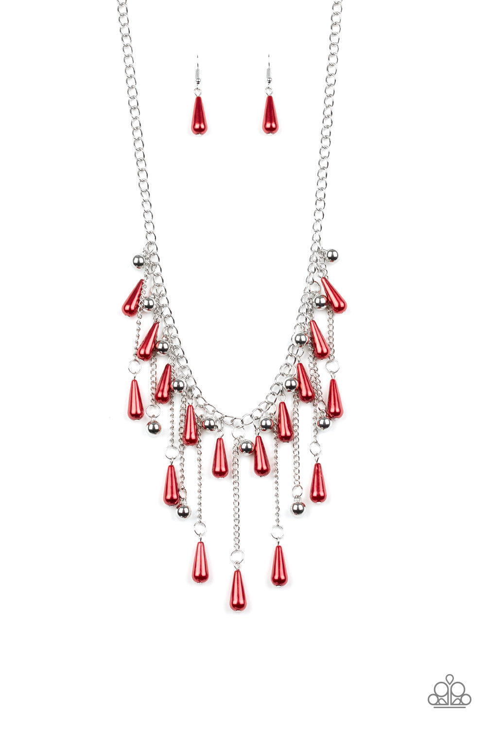 Fleur de Fringe Red Paparazzi Necklace Cashmere Pink Jewels - Cashmere Pink Jewels & Accessories, Cashmere Pink Jewels & Accessories - Paparazzi