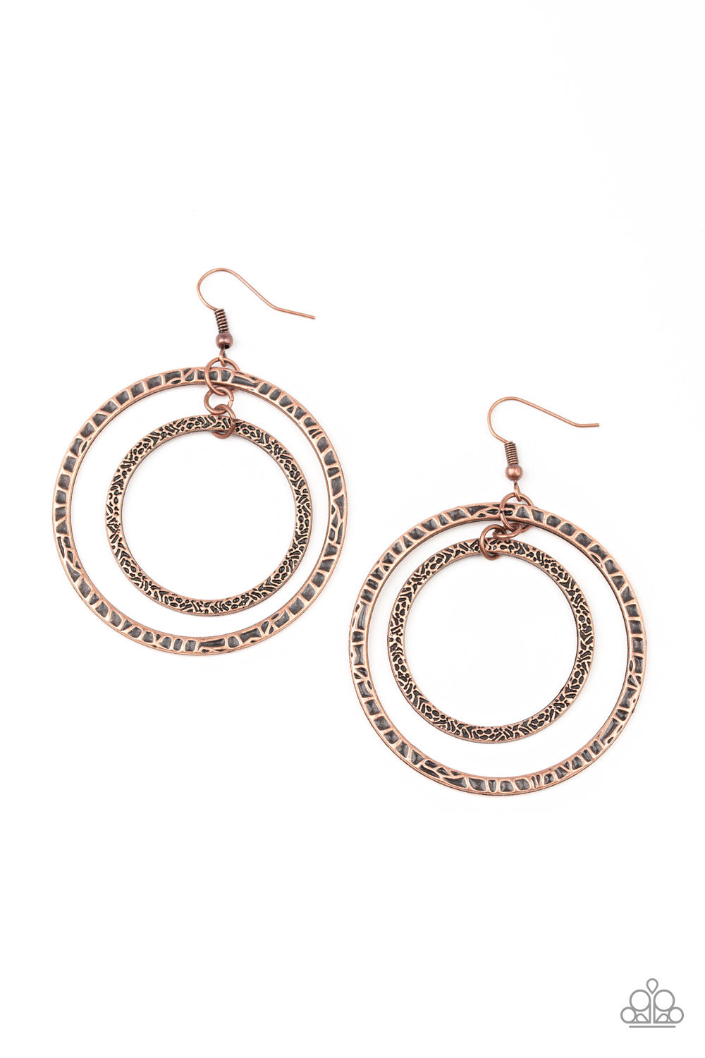 Fiercely Focused Copper Paparazzi Earring Cashmere Pink Jewels - Cashmere Pink Jewels & Accessories, Cashmere Pink Jewels & Accessories - Paparazzi