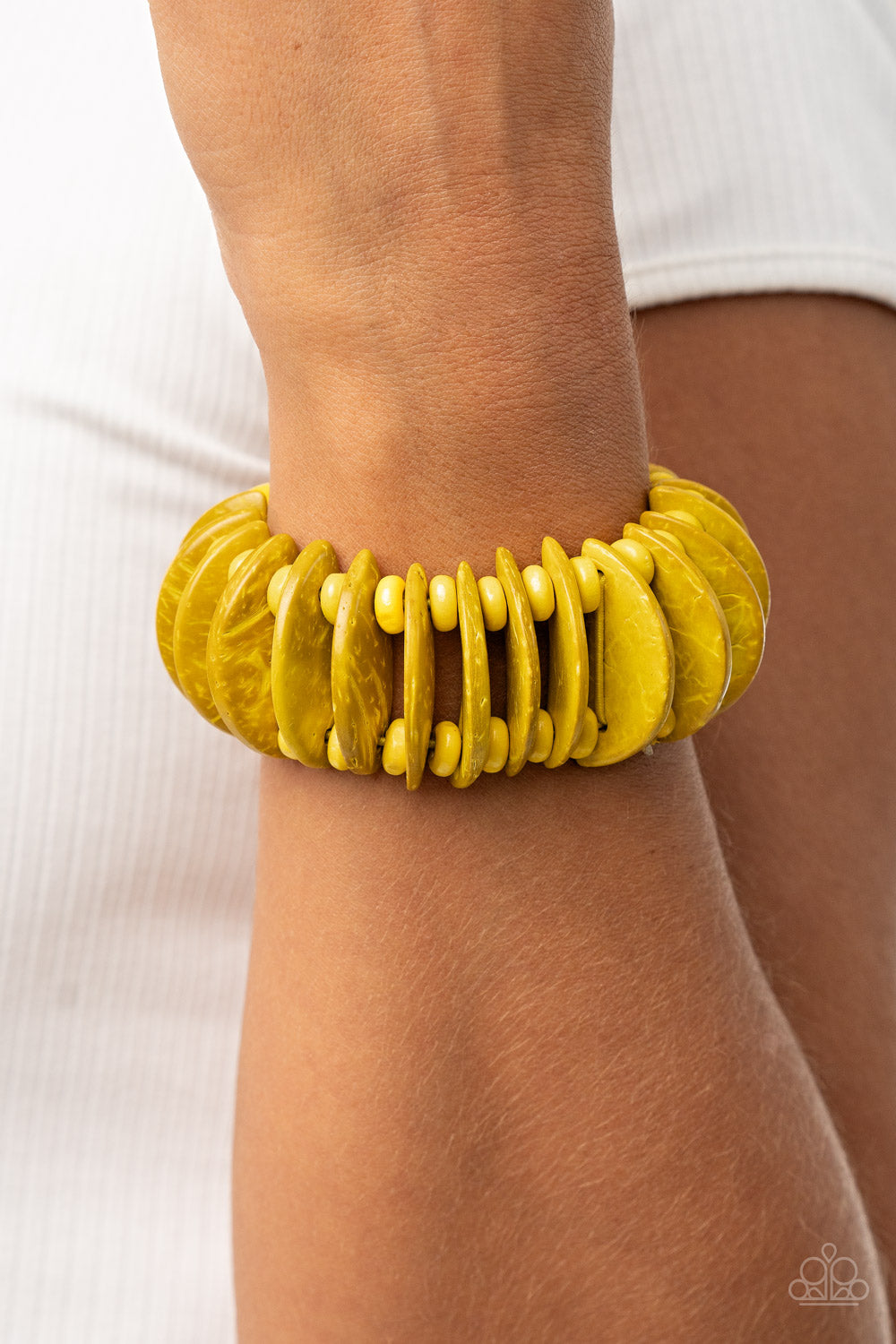 Tropical Tiki Bar Yellow Paparazzi Bracelet Cashmere Pink Jewels