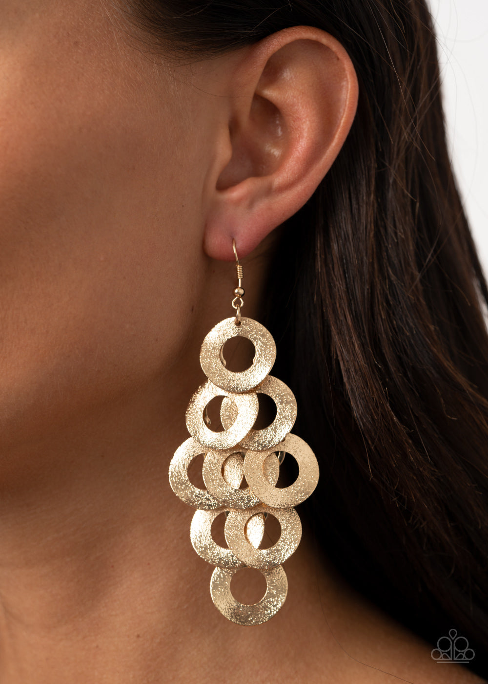 Scattered Shimmer Gold Paparazzi Earring Cashmere Pink Jewels