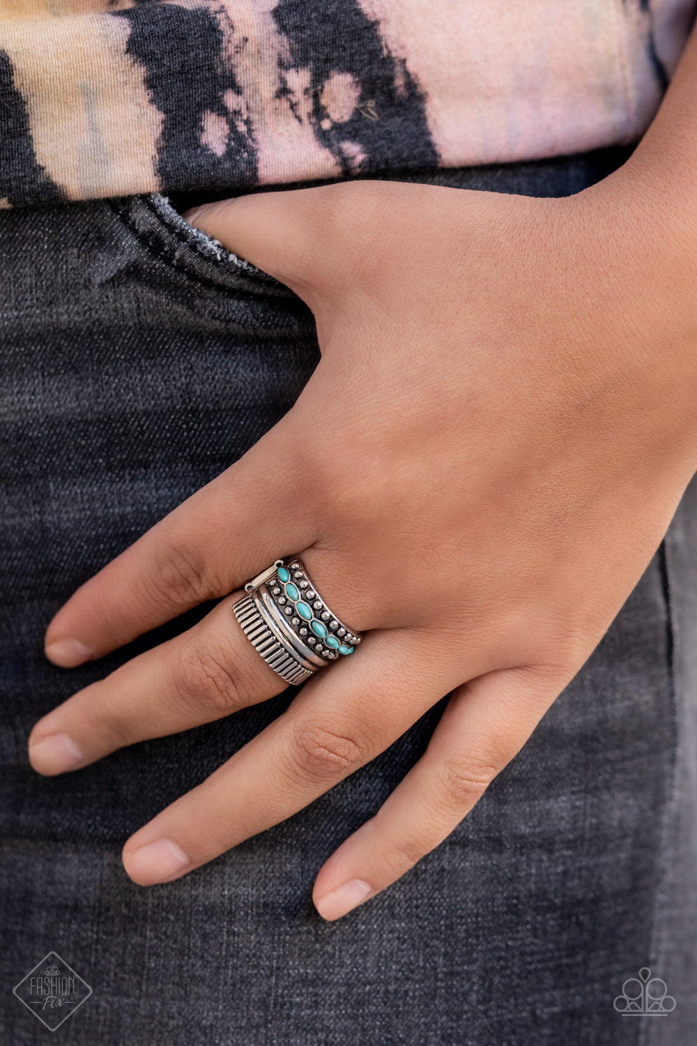 Local Flavor Blue Paparazzi Ring Cashmere Pink Jewels