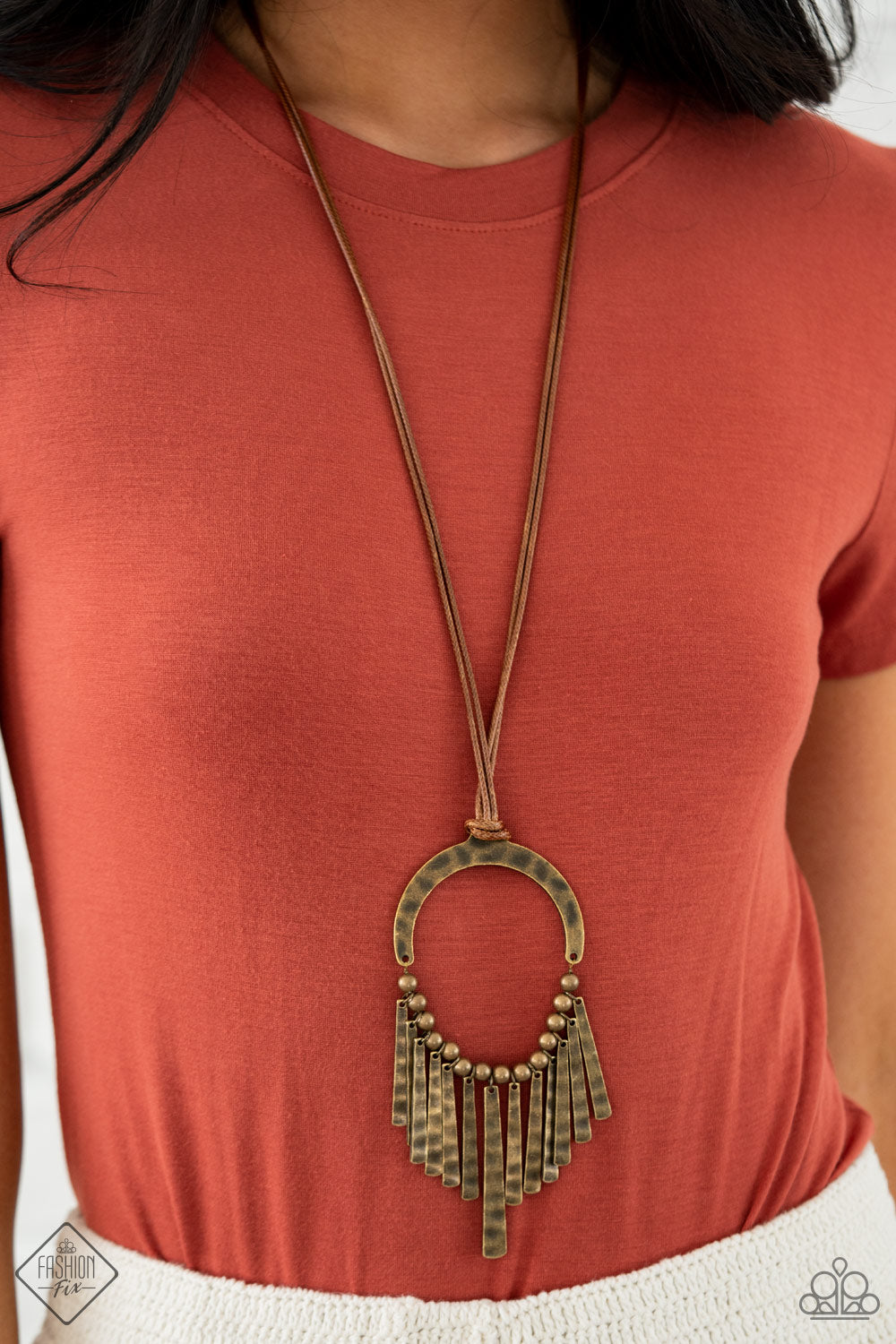 You Wouldm't FLARE! Brass Paparazzi Necklace Cashmere Pink Jewels