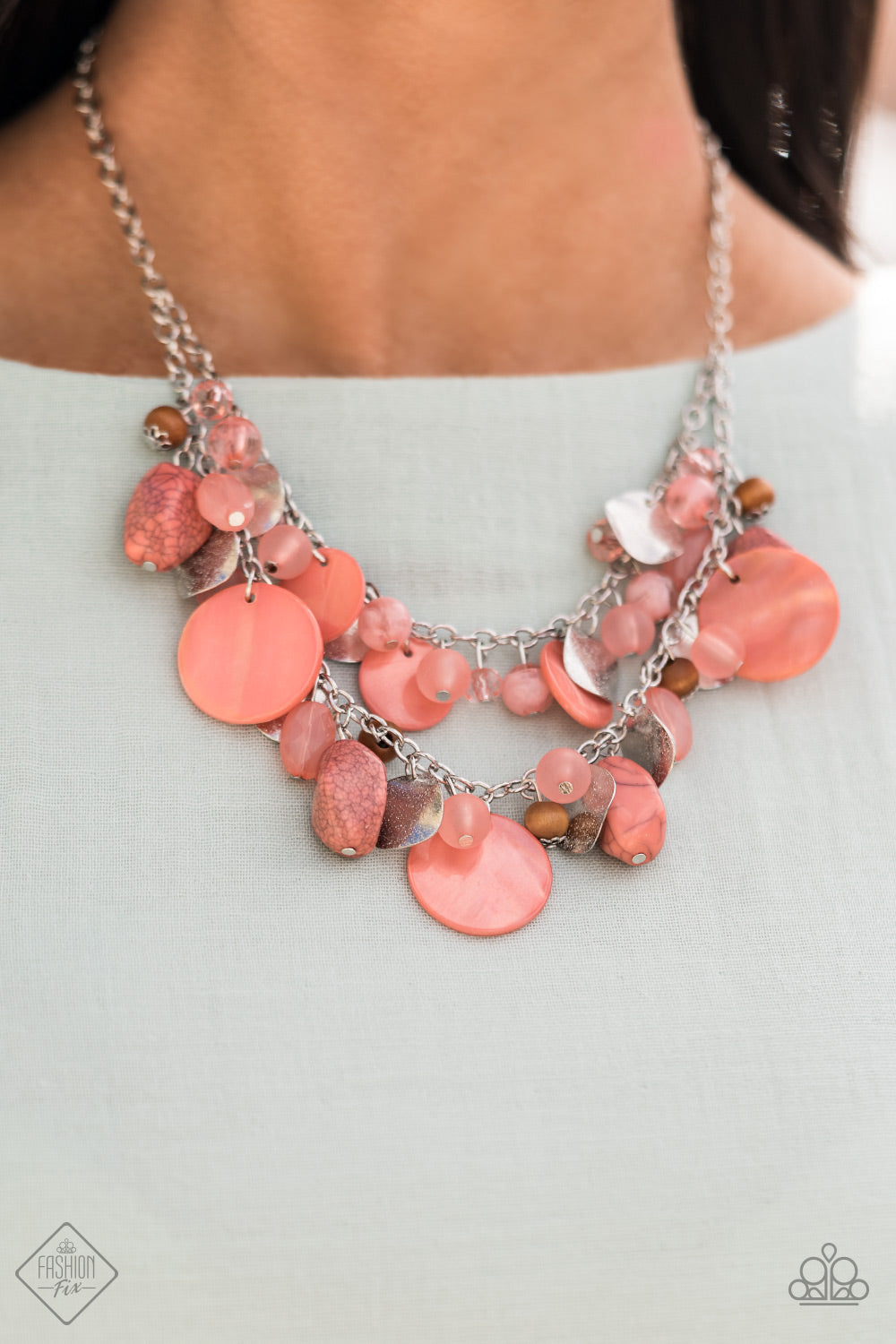 Spring Goddess Orange Paparazzi Necklace Cashmere Pink Jewels