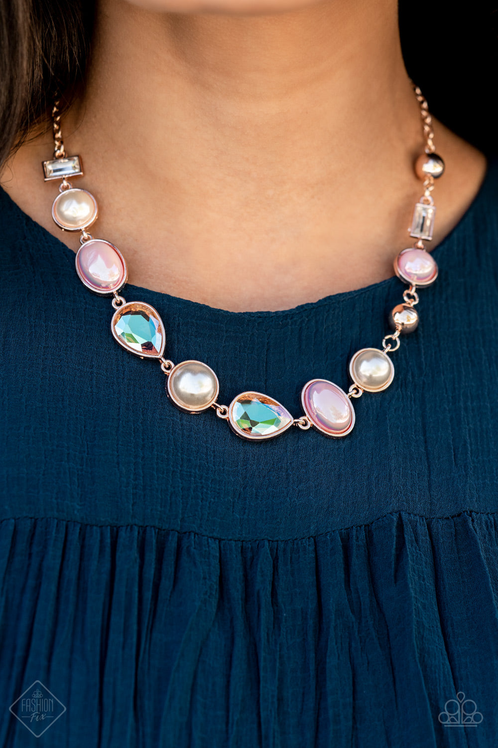 Nautical Nirvana Rose Gold Paparazzi Necklace Cashmere Pink Jewels