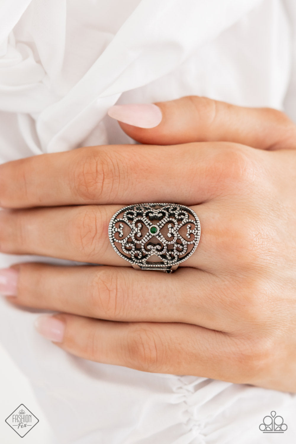 Imperial Icon Green Paparazzi Ring Cashmere Pink Jewels
