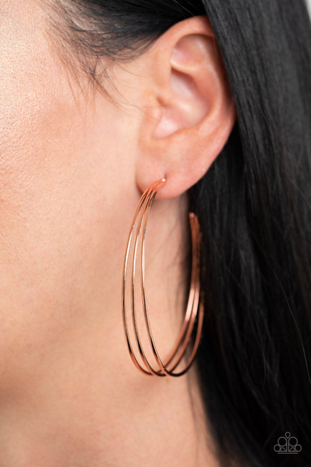 Rimmed Radiance Copper Paparazzi Earring Cashmere Pink Jewels