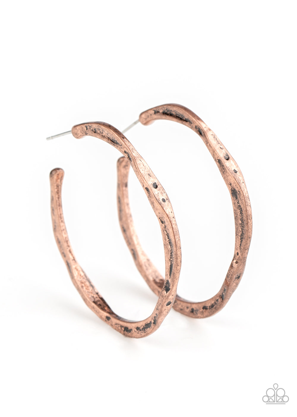 Asymmetrical Attitude Copper Paparazzi Earring Cashmere Pink Jewels