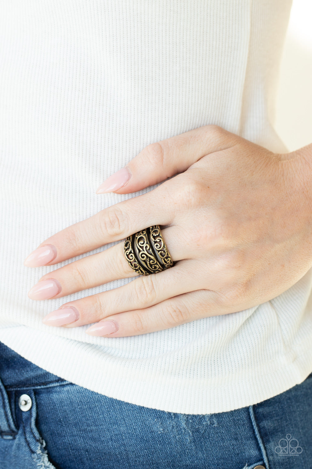 FRILLED To Be Here Brass Paparazzi Ring Cashmere Pink Jewels