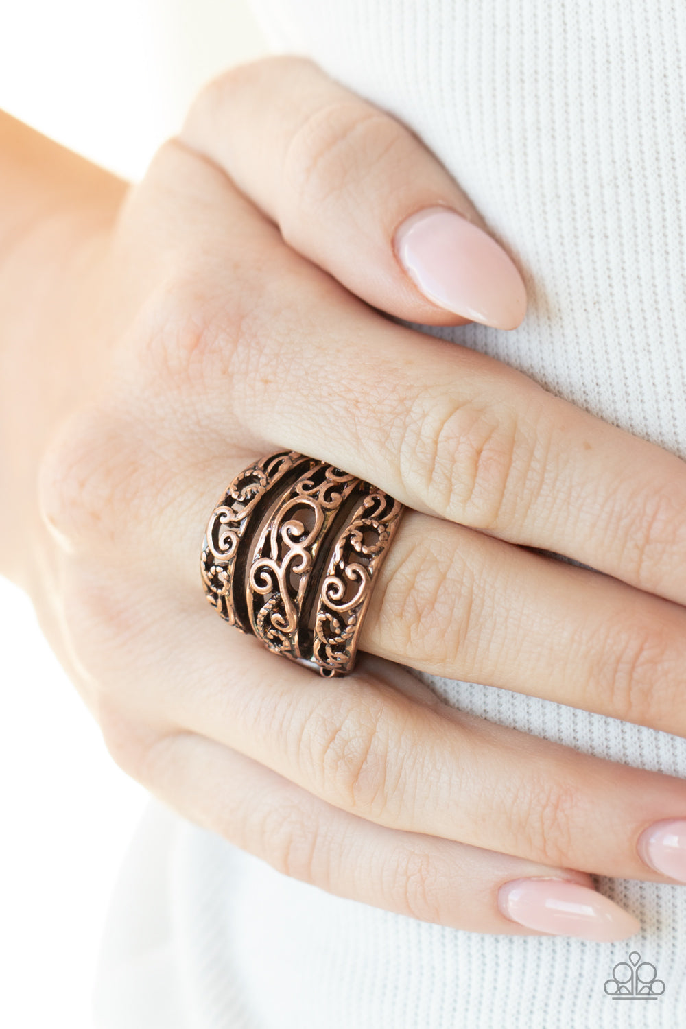 FRILLED To Be Here Copper Paparazzi Ring Cashmere Pink Jewels