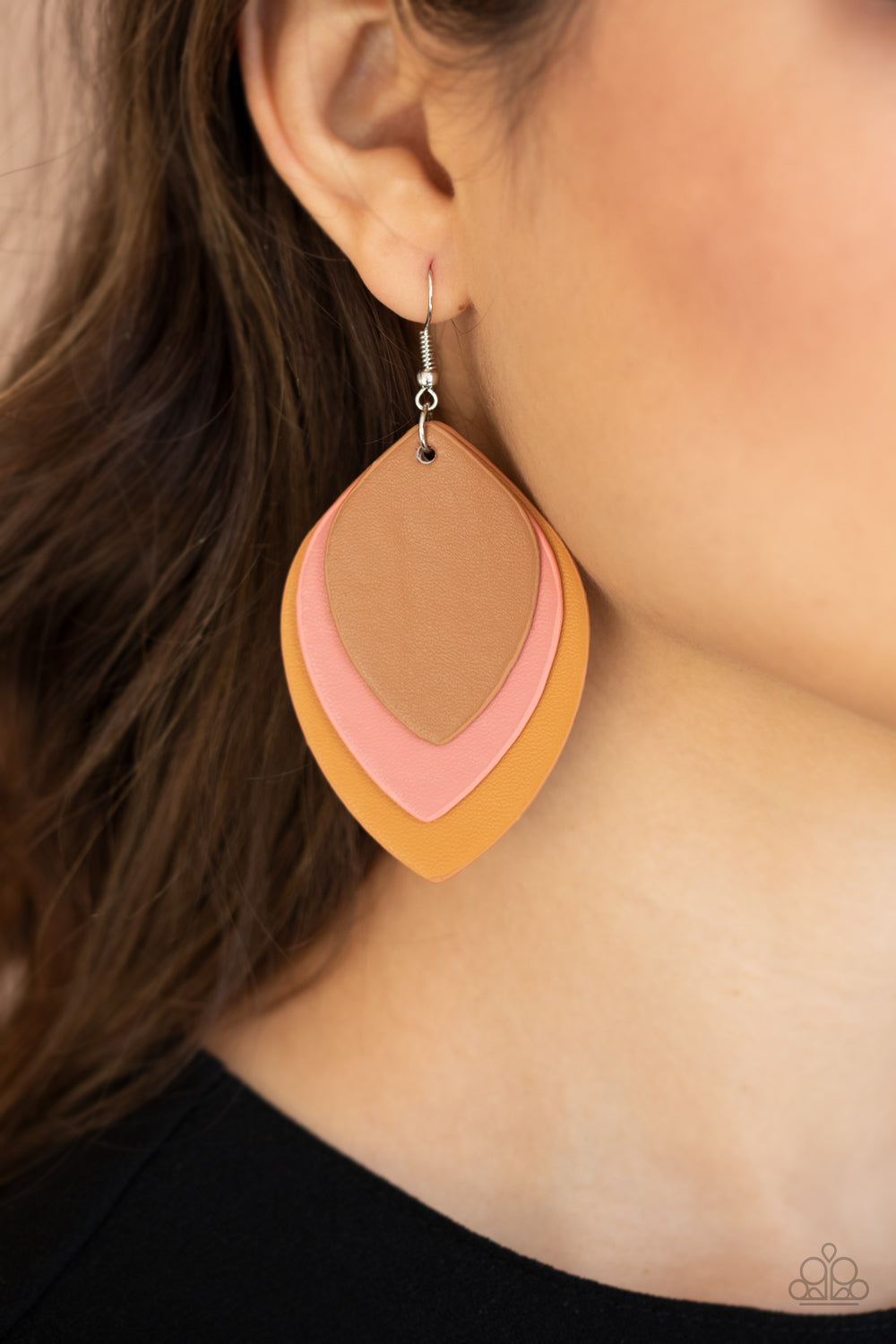 Light as a LEATHER Multi Paparazzi Earring Cashmere Pink Jewels