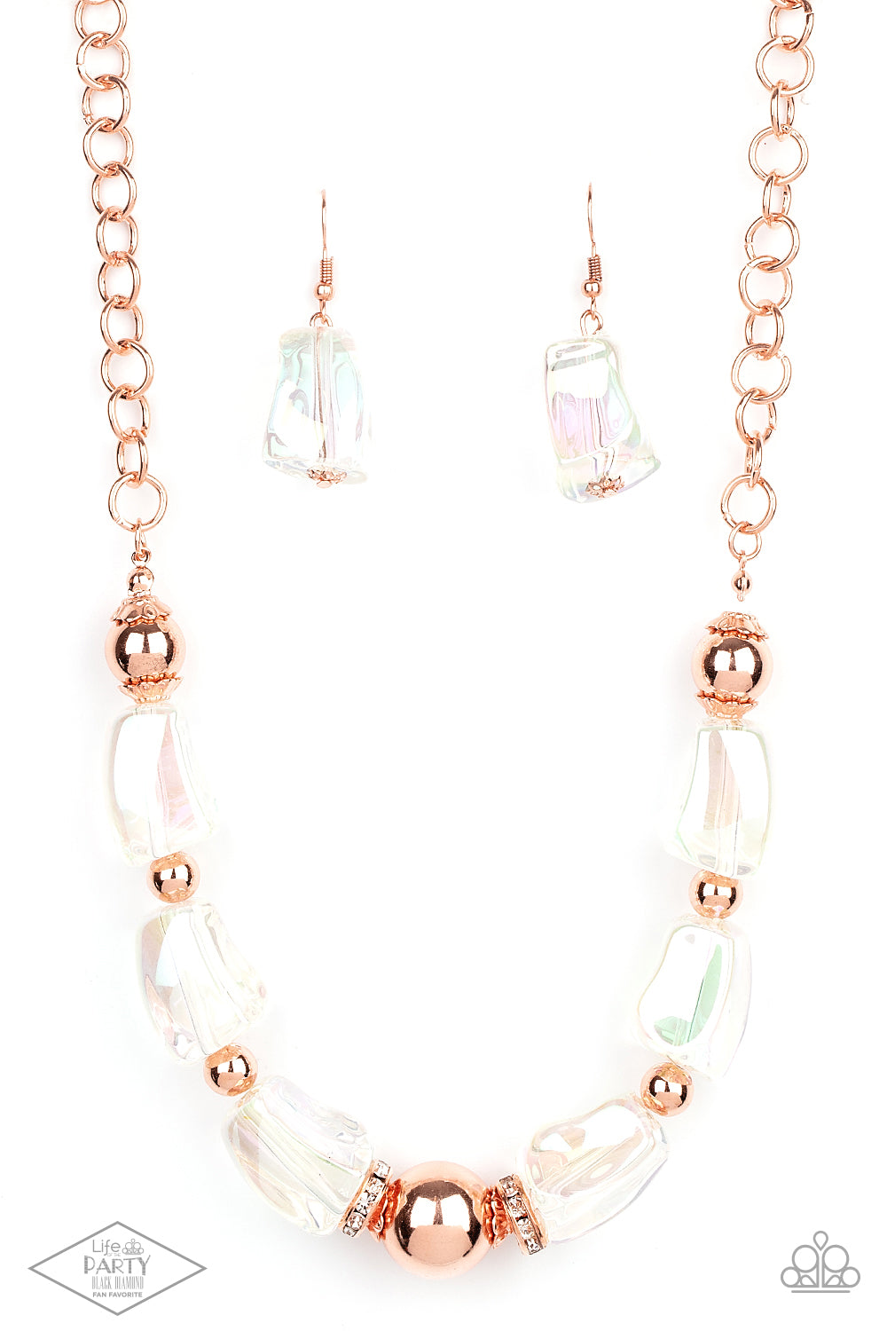 Iridescently Ice Queen Copper Paparazzi Necklace Cashmere Pink Jewels