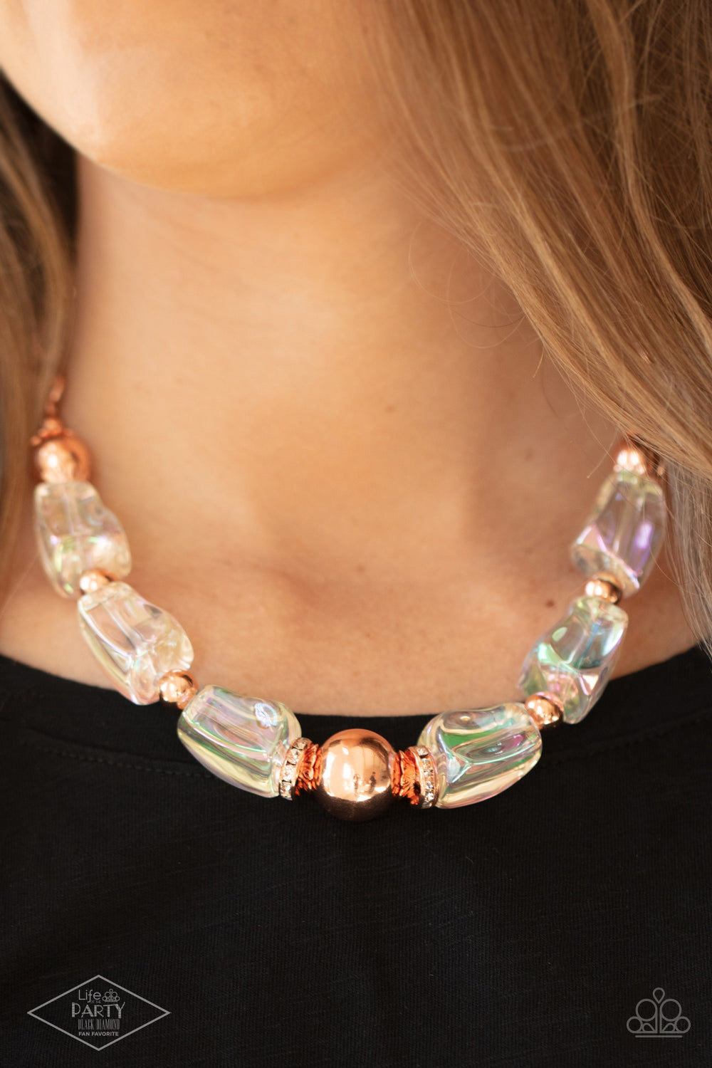 Iridescently Ice Queen Copper Paparazzi Necklace Cashmere Pink Jewels