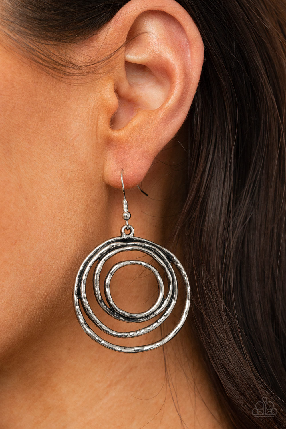 Spiraling Out of Control Silver Paparazzi Earring Cashmere Pink Jewels