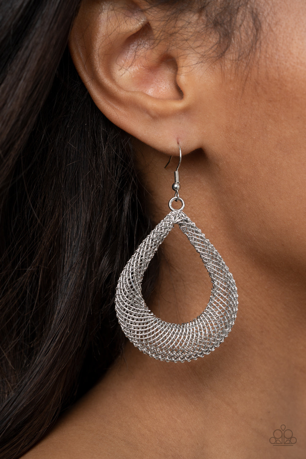 A Hot MESH Silver Paparazzi Earring Cashmere Pink Jewels
